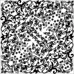 black plant curls square design