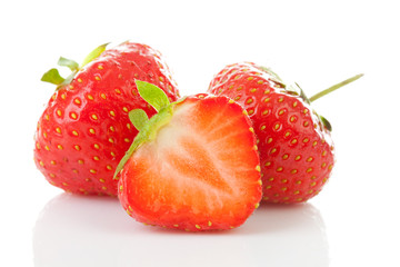 Couple of fresh strawberries in closeup