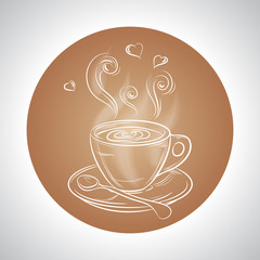 Design with cup of coffee and place for text