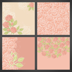 Floral background with rose in pastel tones.