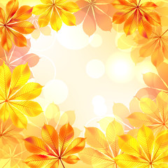 Fototapeta na wymiar Jesienią tła z żółtymi liśćmi. Ilustracji wektorowych.