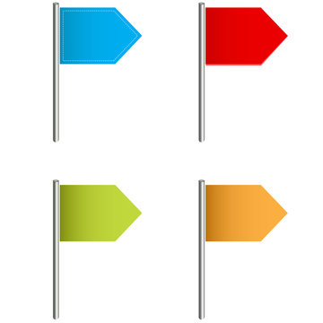 Vector Pushpin Flags Icons