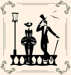 vintage image of lady and man