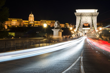 Chain Bridge and Budapest Castle at Night