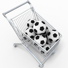 3D shopping cart with football balls