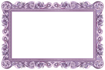 Cadre baroque rectangulaire violet - obrazy, fototapety, plakaty