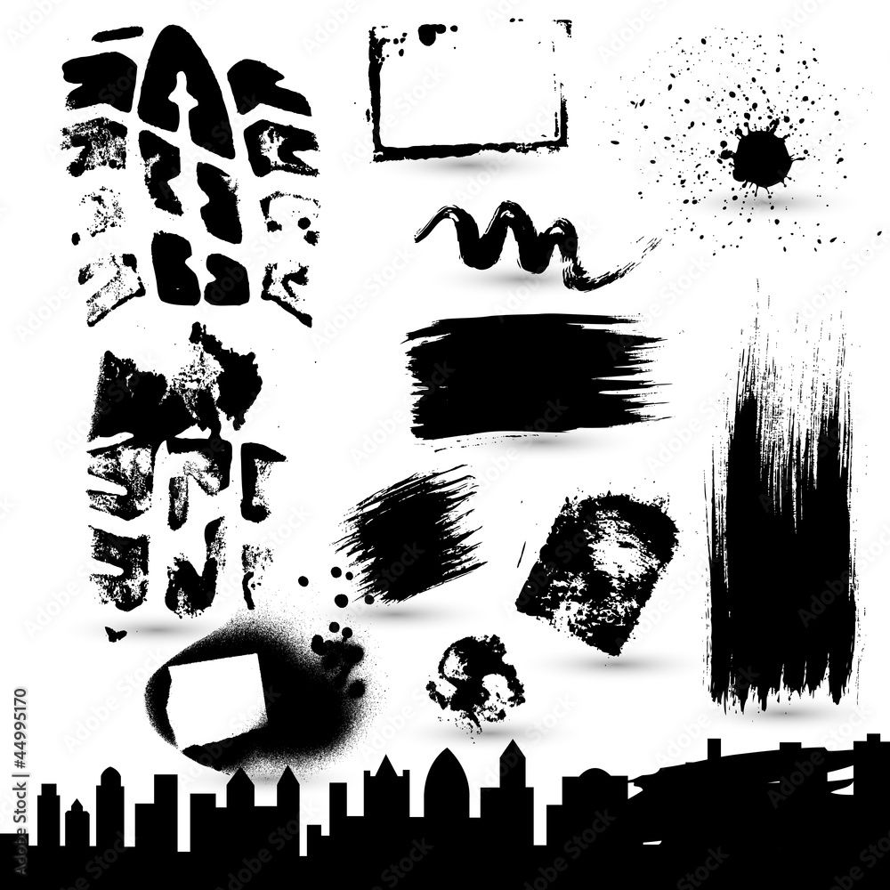 Sticker Grunge Strokes n Skylines Vectors