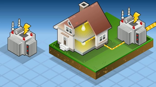 Isometric house powered by electrical transformer
