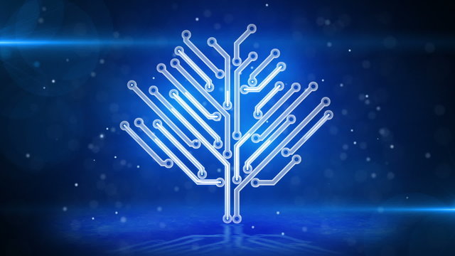 blue circuit board electronic hi-tech tree loop