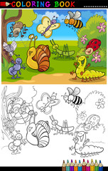 Insectes et insectes pour le livre ou la page de coloriage