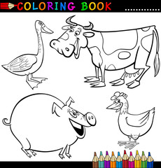 Farm Animals for Coloring Book or Page