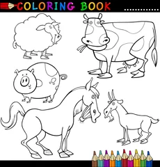 Photo sur Plexiglas Bricolage Animaux de la ferme pour un livre ou une page de coloriage
