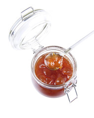 Jam of white cherry isolаted on white