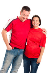 Fototapeta premium Young smiling pregnant couple