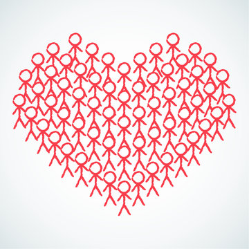 Konzept, Strichm&auml;nnchen, Gruppe, Herz