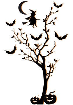 halloween tree, vector background