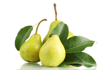 Juicy flavorful pears isolated on white