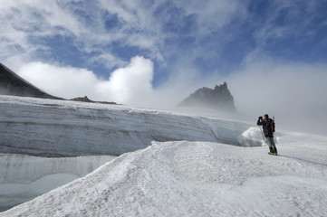 Climbing on Snaefellsjokull volcano.