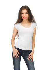 Obraz premium woman in blank white t-shirt