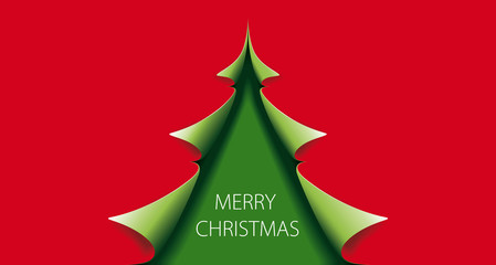 Weihnachtskarte Baum rot  quer