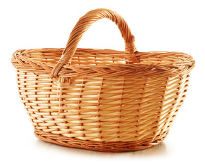 Empty wicker basket isolated on white