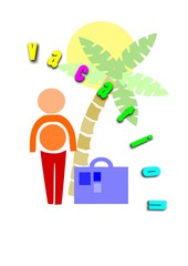 Man go to holidays - colorful illustration.