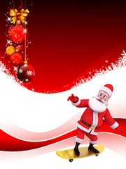 santa skates on red background