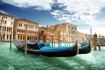 Fototapeta na wymiar gondole w Wenecji, Włochy.