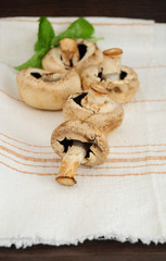 Mushrooms on white cloth