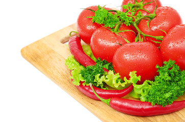 Composition with raw vegetables