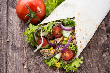 Fresh homemade Wrap with meat