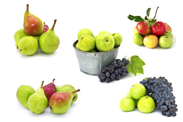 Set of fresh fruit  isolated on white