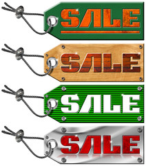 Set Sale Tags on White Background
