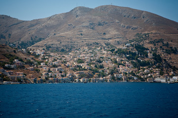 Fototapeta premium Greece Dodecanesse Island Symi. Colorful houses 
