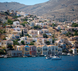 Greece  Dodecanesse  Island Symi. Colorful houses 