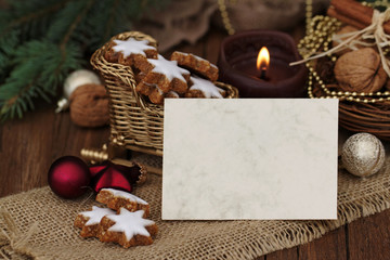 Blanko Karte mit Weihnachtsdeko