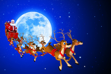 illustration of santa with his sleigh