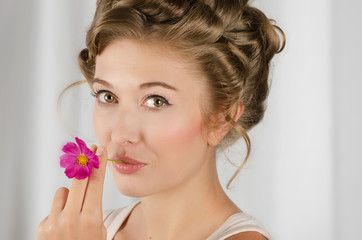 Naklejka premium beauty woman closeup portrait