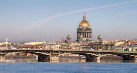 Classical view of Neva river in Saint-Petersburg, Russia