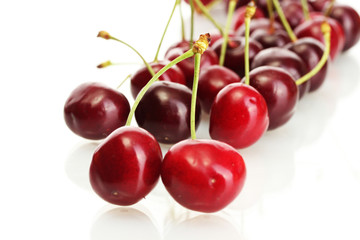 Ripe cherry berries isolated on white