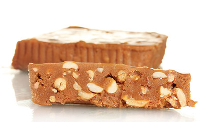 Cut east sweets - sherbet with nuts on white background