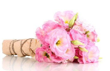 bouquet of eustoma flowers, isolated on white