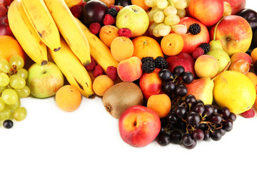 Still life of fruit close-up isolated on white