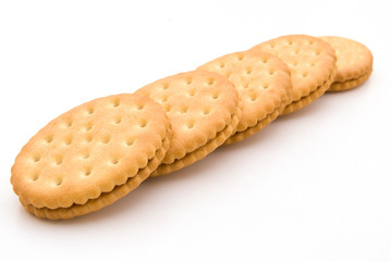 sandwich biscuits with pink cream filling line up