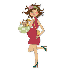 new baby announcement card with pregnant woman