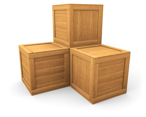 Four wooden boxes