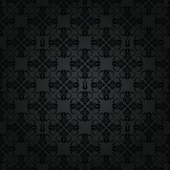 Seamless black small floral elements wallpaper pattern