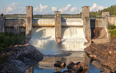 Hydroelectric power station dam in Imatra, Finland