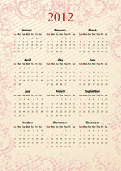 American Vector pink calendar 2012