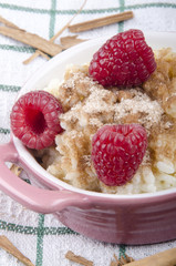 rice pudding with cinnamon and sugar